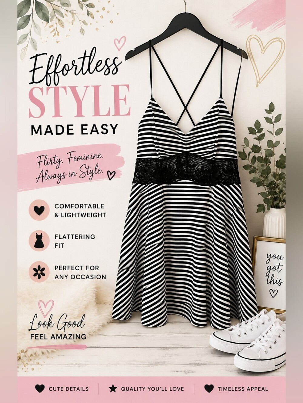 Charlotte Russe Navy White Striped Dress